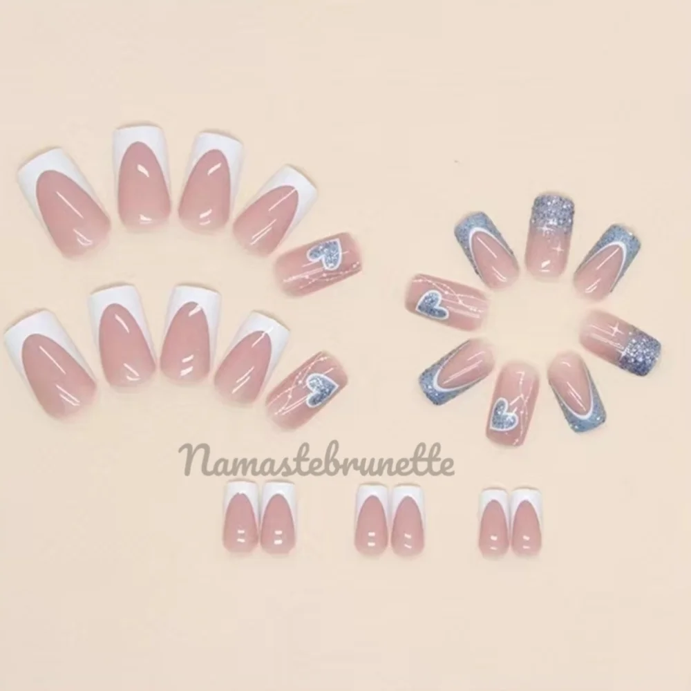 2/$16 Heart French Manicure Press On Nails